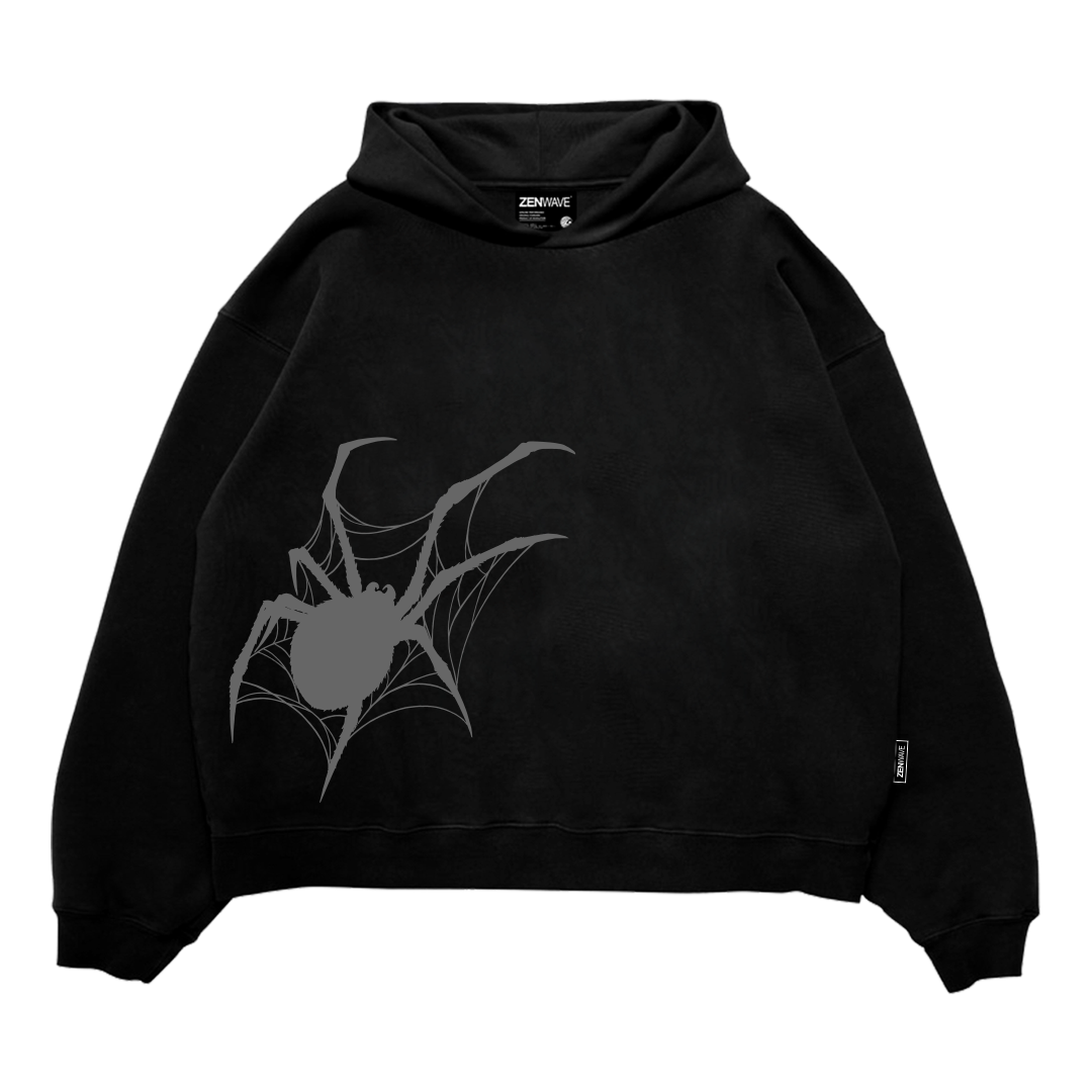 Hoodie Boxy Oversize Black Spider